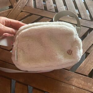 Lululemon Athletica Cream Faux Fur Crossbody Bag